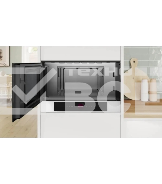Микроволновая печь встраиваемая Bosch BFL7221W1 белый, 21 л, 900 Вт, переключатели - поворотный механизм/сенсор