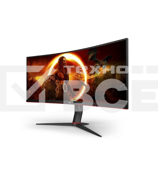Монитор 34' AOC CU34G2XP, VA 3440x1440, 180 Гц, 1 мс, 21:9, 400 кд/м², 2xHDMI, 2xDP, 2x4 Вт, изогнутый, черный/красный