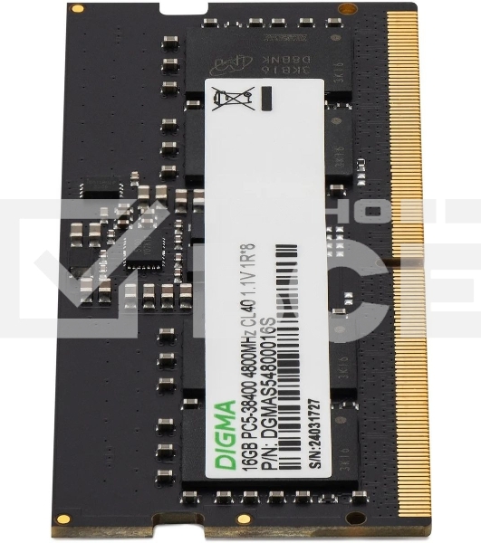 Оперативная память DDR5 16GB 4800MHz Digma DGMAS54800016S RTL PC5-38400 CL40 SO-DIMM 262-pin 1.1В single rank Ret