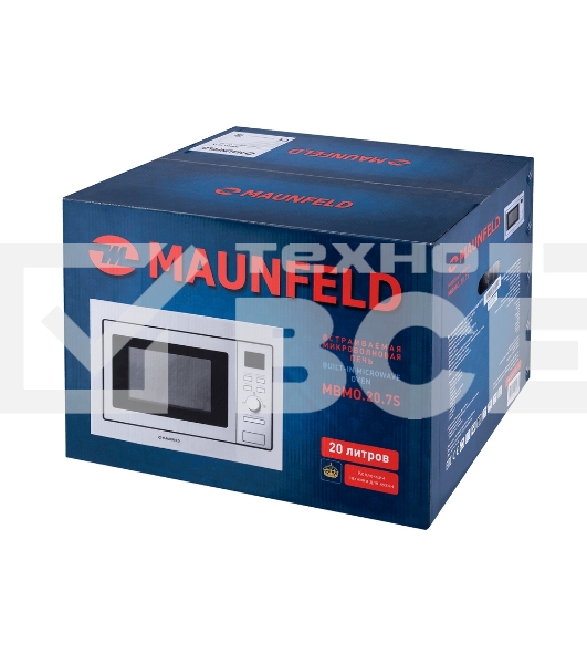 Микроволновая печь встраиваемая Maunfeld MBMO.20.7S нержавеющая сталь, 20 л, 800 Вт, переключатели - поворотный механизм/кнопки