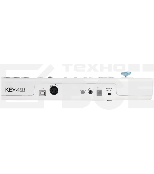Клавиатура MIDI [AX-1973W] Axelvox [KEY49j White] 4-октавная (49 клавиш) динамическая USB, 3 кнопки, джойстик (Pitch Bend и Modulation), 1 программируемый фейдер, вход Sustain педали, выключатель питания, питание от USB. Цвет белый.