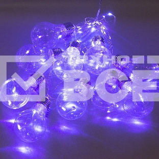 Гирлянда светод. Funray Лампочки, SE-BULBS-380P, 3xАА, 3м, 80LED,10 ламп, фиол, шнур-нить 0,5м,