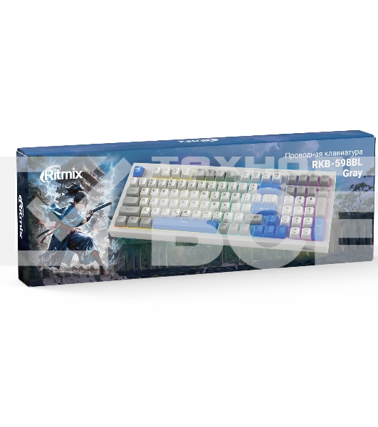 Клавиатура проводная Ritmix RKB-598BL Gray серый-голубой