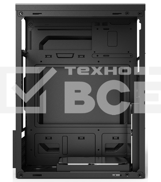Компьютерный корпус CBR PCC-MATX-MX10-450W2 Компьютерный корпус mATX Minitower MX10, c БП PSU-ATX450-08EC (450W/80mm), 2*USB 2.0, HD Audio+Mic, Black
