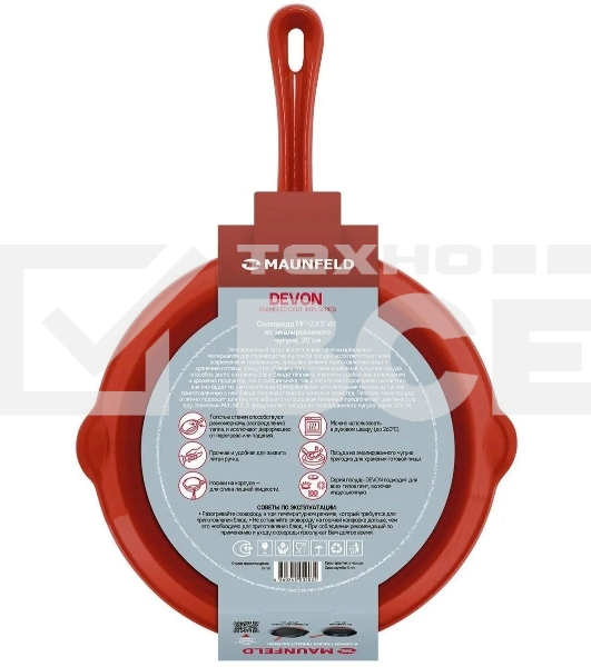 Сковорода Maunfeld Devon MFP20CE16R, 20 см, без крышки, красный