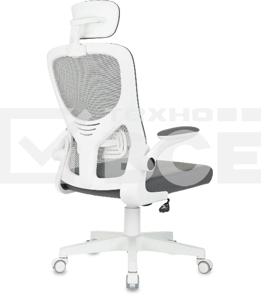 Кресло компьютерное Бюрократ ASTER NH-W TW-04 Neo Grey темно-серый, сетка/ткань, с подголов. крестов. пластик, пластик белый