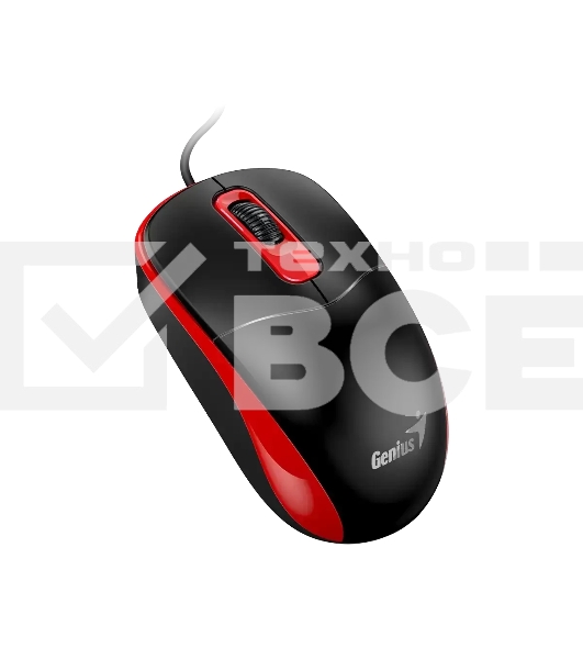 Мышь проводная Genius DX-111 черно-красный, 1200 dpi, USB, кнопки - 3