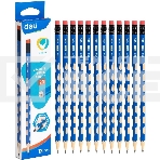 Карандаш чернографитный Deli EC016-2B U-Touch 2B, трехгранный, (12шт) ластик, фото 1