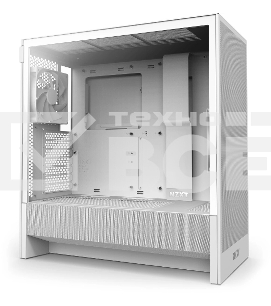 Компьютерный корпус без блока питания NZXT H5 Flow (2024), Midi-Tower, TG, 2x120мм, 1xUSB-A 3.2 + 1xUSB-C 3.2, E-ATX, ATX, mATX, mITX белый