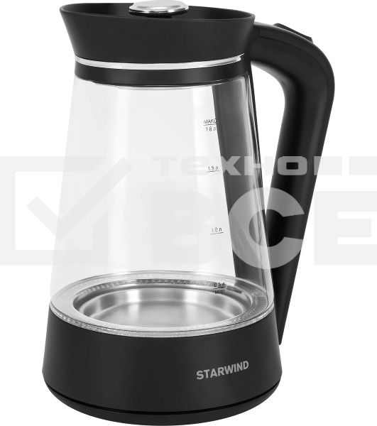 Чайник электрический Starwind SKG2116 1.8л. 1700Вт черный/прозрачный корпус: стекло