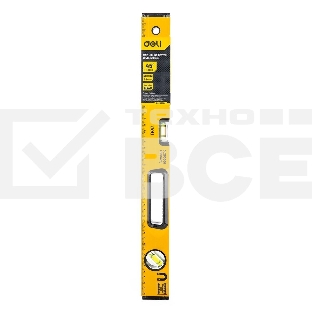 Строительный уровень Deli DL290500 500мм Алюминиевый сплав. Мягкая резина на обоих концах. Магнит для удобства эксплуатации. Измерение под углом 45°.