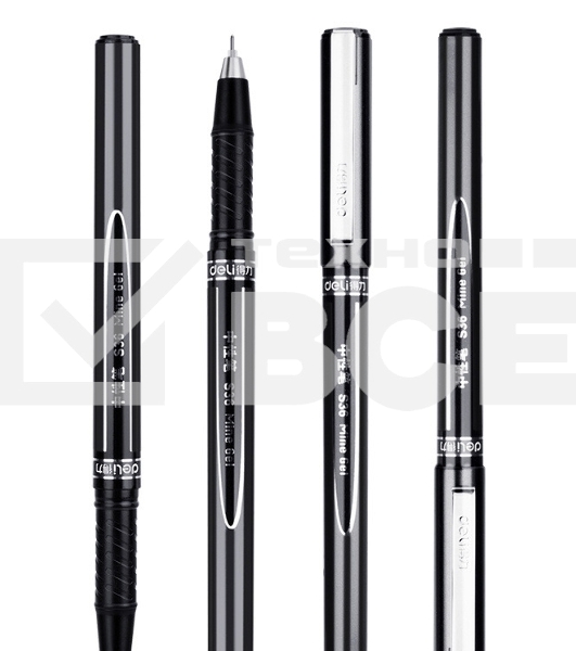 Ручка гелевая Deli S36 черный, d=0.5мм, черные чернила, линия 0.35мм