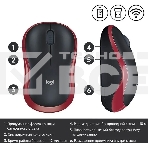 Мышь беспроводная Logitech M185, красный, 1000 dpi, радиоканал, USB, кнопки - 3, фото10