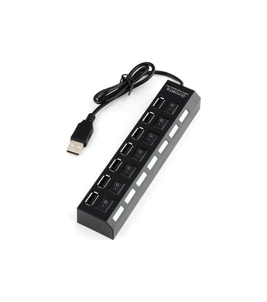 USB-концентратор Gembird UHB-U2P7-02, USB 2.0, USB 7 портов, USB/Адаптер: 5 В / 2 A