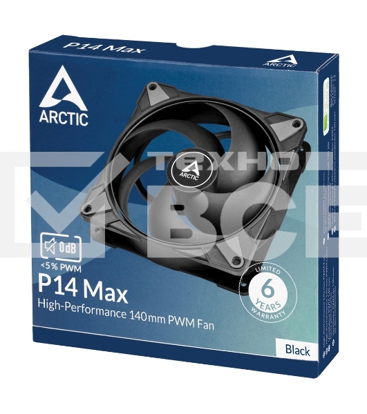 Вентилятор для корпуса Arctic P14 Max черный, 140 мм, 2800 об/мин, 22.5 дБ, 4 pin
