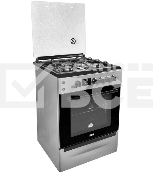 Плита комбинированная MIU 6041 ЕRPDCHK серый, конфорок 4 шт газовых, духовка 65 л, 60 см x 85 см x 60 см