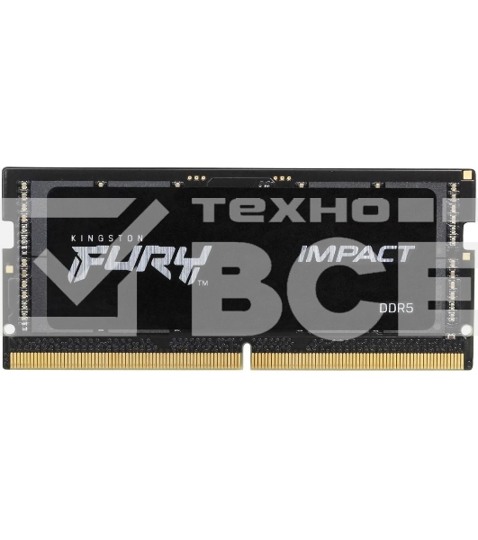 Оперативная память Kingston Fury Impact, DDR5, 16GB (1x16GB), 6400MHz, CL38, ECC, SO-DIMM, с радиатором, черный