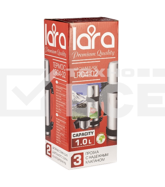 Термос LARA LR04-02 нержавеющая сталь 1 л