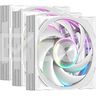 Вентилятор для корпуса PCCooler F7 X120 ARGb WH 3IN1 (120x120x28мм, 4-pin PWM, ARGb, 83CFM, 33.1dBA, 3000RPM, белый, 3pcs)