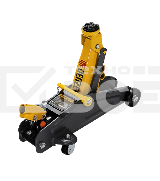 Домкрат гидравлический подкатной с фиксатором Denzel 2 т, 130-330 мм, в кейсе 51154