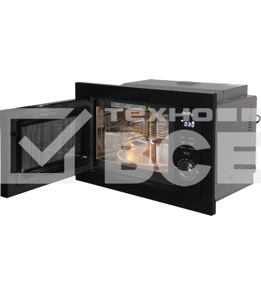 Микроволновая печь встраиваемая Domfy DM2540BW BG черный, 25 л, 900 Вт,  переключатели - поворотный механизм/кнопки