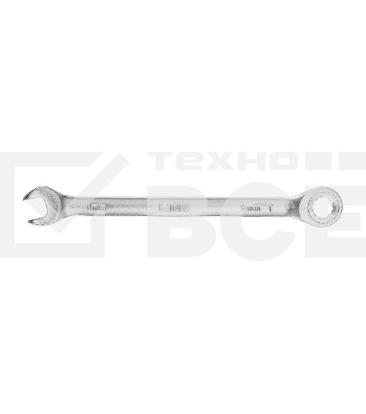 Ключ комбинированный трещоточный Denzel 14703 9 мм, CrV, матовый хром