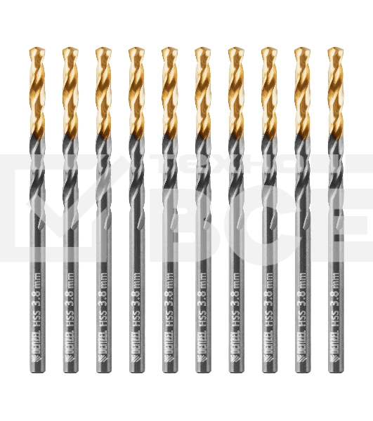 Сверло по металлу Denzel 3,8 мм, HSS-Tin, Golden Tip, 10 шт.