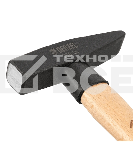 Молоток слесарный Denzel 200 г, кованый квадратный боек, буковая рукоятка