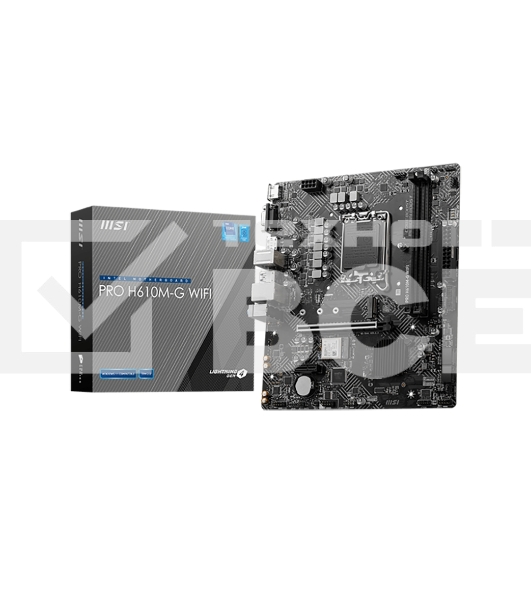 Материнская плата MSI PRO H610M-G WIFI H610, LGA1700, 2*DDR5, 1*PCIEx16, 1*PCIEx1, 1*M.2, 4*USB3.2Gen1, 6*USB2.0, 4*SATA3.0, 1G, VGA, DP, HDMI, M-ATX, RTL