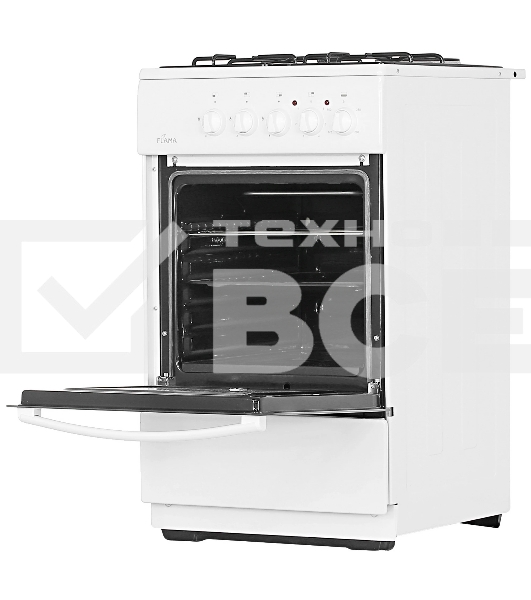 Плита комбинированная Flama RK 23-105 W белый, конфорок 4 шт, духовка 50 л, 50 см x 85 см x 60 см