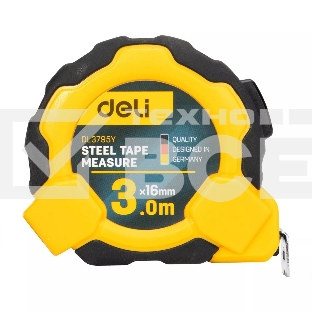 Рулетка Deli DL3795 3м*16мм, Автостоп, ударопрочный корпус, метрическая