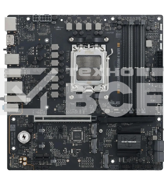 Материнская плата ASUS TUF GAMING B850M-E WIFI, AM5, AMD B850, 4xDDR5, 4xSATA, 3xM.2, 1xPCIe 5.0 x16, 1xPCIe 3.0 x1, 1xHDMI, 2xDP, 1x2.5Gb LAN, Wi-Fi 6E, Bluetooth 5.3, 1xUSB-C 10Gbps, 1xUSB-A 10Gbps, 2xUSB-A 5Gbps, 4xUSB-A 2.0, 3x3.5 мм, 7.1, mATX