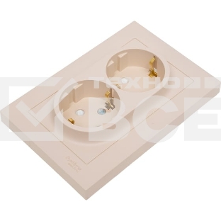 Розетка 2-м. SE ATN001226 AtlasDesign 16А с заземл. со шторками в сборе песочн.