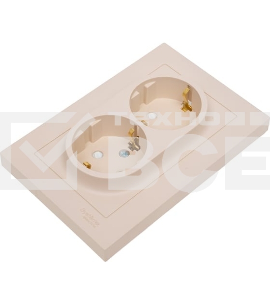 Розетка 2-м. SE ATN001226 AtlasDesign 16А с заземл. со шторками в сборе песочн.