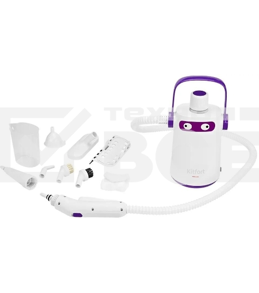 Пароочиститель ручной Kitfort КТ-9109-1 1000Вт белый/фиолетовый