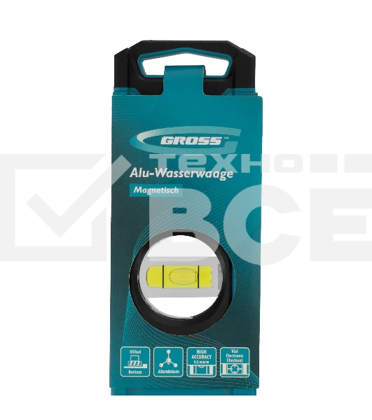 Уровень Gross 33654 алюминиевый, магнит., фрезерованный, 3 глазка, 0,5 мм/м, 1200 мм