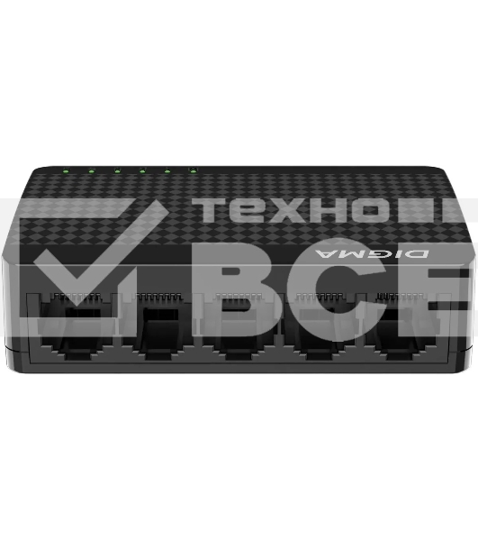 Коммутатор Digma DSW-105GE DSW-105GEV2 (L2) 5x1Гбит/с неуправляемый