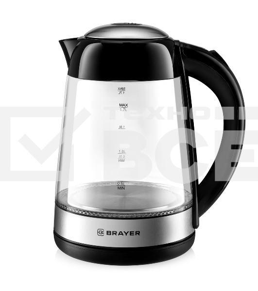 Чайник электрический BRAYER BR1012BK, 2200 Вт, 1,7 л