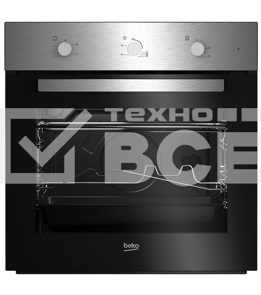 Газовый духовой шкаф Beko BBIGT21100X с откидным электрическим грилем; автоматический электроподжиг; поворотные переключатели; металлические направляющие; объем - 72л; 3 стекла дверцы; 1 решетка; 1 противень; вертел. Цвет: Нержавеющая сталь; Материал пане
