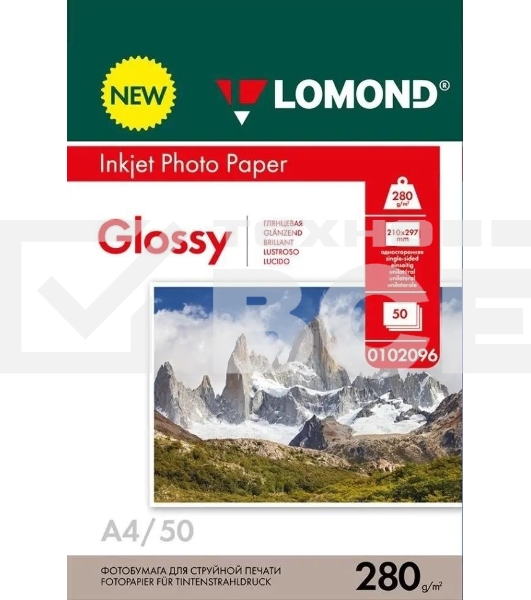 Фотобумага Lomond 0102096 A4/280г/м2/50л./белый глянцевое для струйной печати