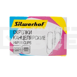 Скрепки Silwerhof 491029 металл 28мм (упак.:100шт) картонная коробка