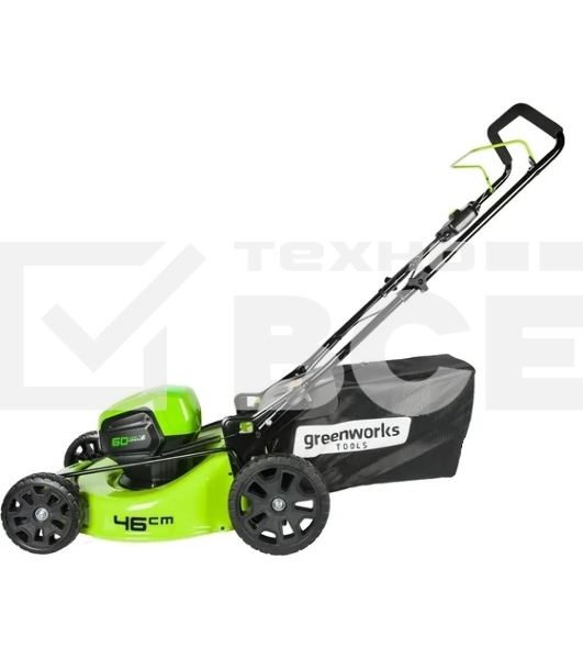 Газонокосилка аккумуляторная  GreenWorks GD60LM46HPK4, 60V, 46 см, бесщеточная, с 1хАКБ 4 А.ч. и ЗУ (2502807UB)