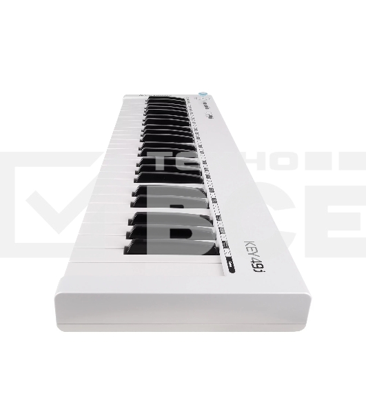 Клавиатура MIDI [AX-1973W] Axelvox [KEY49j White] 4-октавная (49 клавиш) динамическая USB, 3 кнопки, джойстик (Pitch Bend и Modulation), 1 программируемый фейдер, вход Sustain педали, выключатель питания, питание от USB. Цвет белый.
