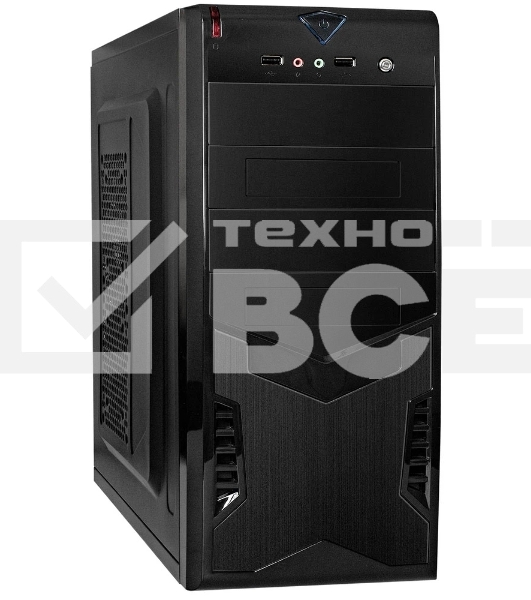 Компьютерный корпус Miditower ExeGate CP-604-UNS350 (ATX, БП UNS350 с вент. 12см, 2*USB, аудио, черный)