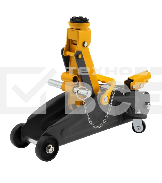 Домкрат гидравлический подкатной с фиксатором Denzel 2 т, 130-330 мм, в кейсе 51154