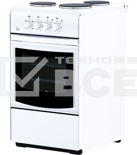 Плита электрическая Flama AE 1304 W белый, конфорок 3 шт, духовка 50 л, 50 см x 85 см x 60 см