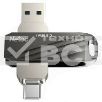 Флеш диск Netac US11 черный 64Gb USB Type-A + USB Type-C, metal/plastic case, фото 1