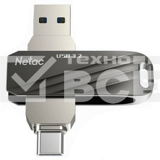 Флеш диск Netac US11 черный 64Gb USB Type-A + USB Type-C, metal/plastic case