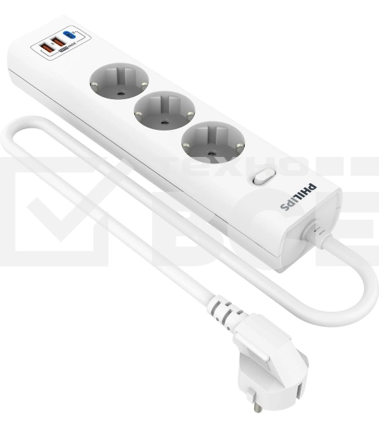Сетевой фильтр Philips CHP8236WB/51, 3м, 3 розетки, белый
