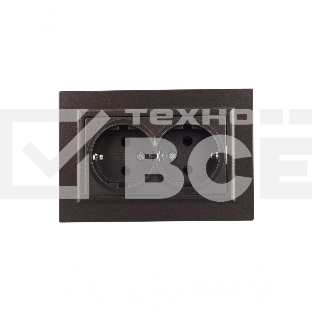 Розетка 2-местная IEK BRITE РС12-3-БрТБ с заземлением, без защитных шторок, 16А в сборе, темная бронза
